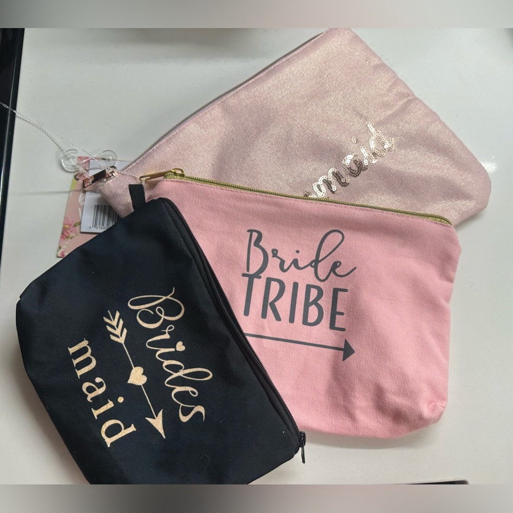 3 NWT bridesmaid makeup bags